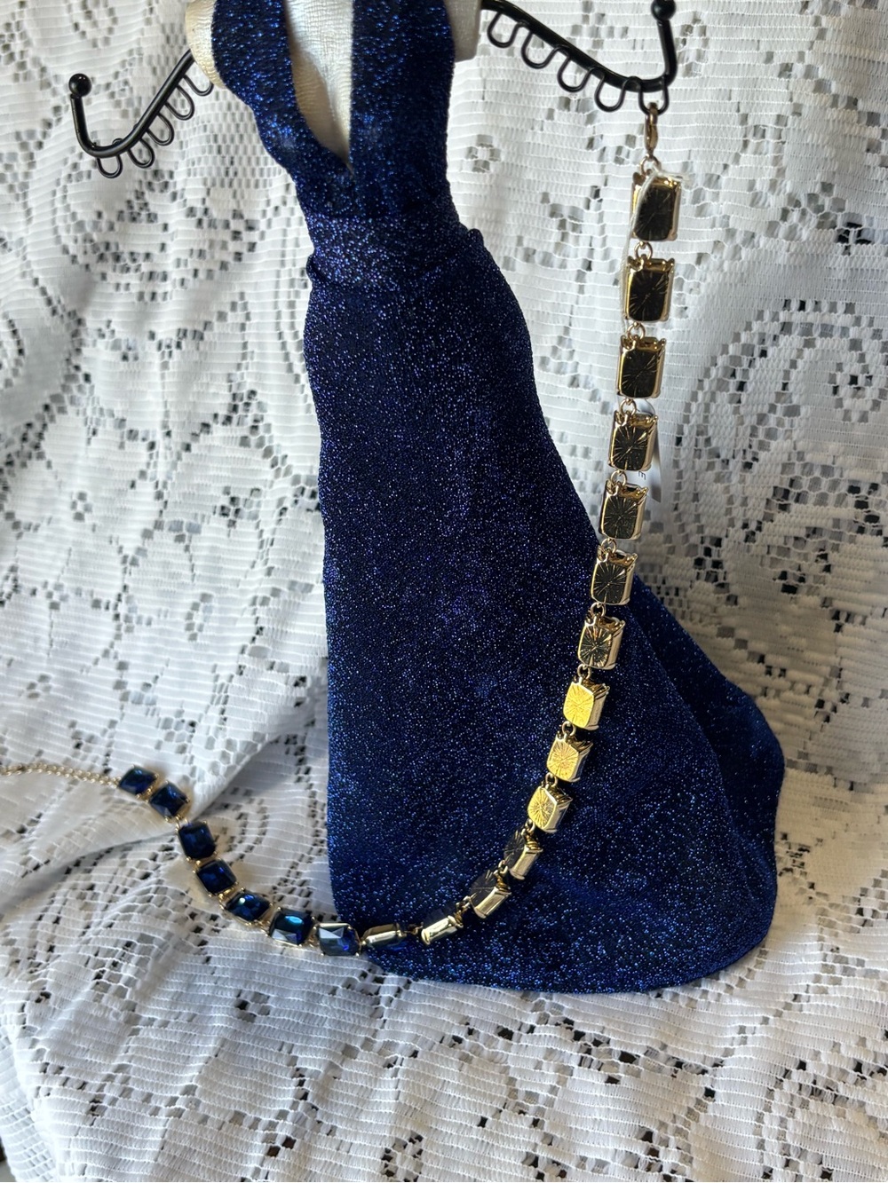 Park Lane Noble Retired Royal Blue Crystal Link Necklace Statement - Picture 7 of 11